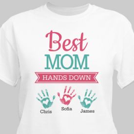 Personalized Best Mom Hands Down T-Shirt