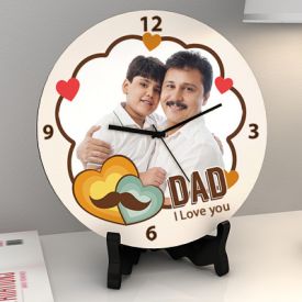 Dad I Love You Personalized Round Wooden Clock