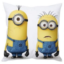 Confused Minions White Silk Cushion