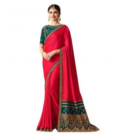 Bigben Red and Green Silk Saree