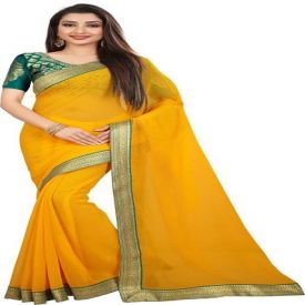 Yellow Chiffon Saree