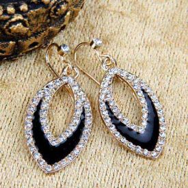 Gold Plated Eye shaped Drop Earrings