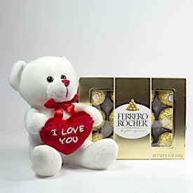 Box of ferrero rocher with teddy