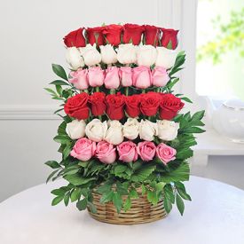 Basket of 30 Mixed Roses