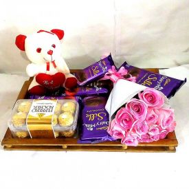 Best Combo of Chocolate Roses & Teddy