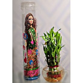 Lucky bamboo with doll