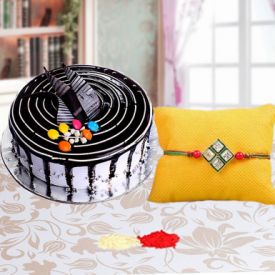 Choco Vanilla Cake With Rakhi