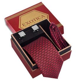 Red Striped Jacquard Woven Silk Tie