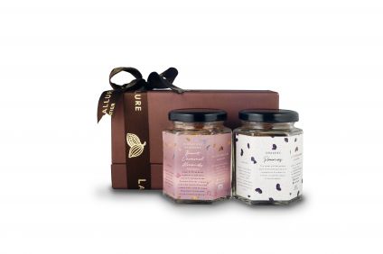 signature burnt caramel almonds fwith rose gold 2 jar