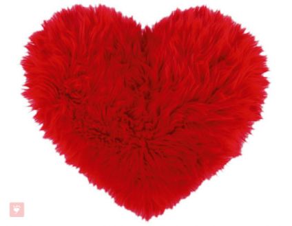 Red Faux Fur Heart Shaped Decorative Valentine Pillow