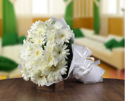 White Gerbera Bunch