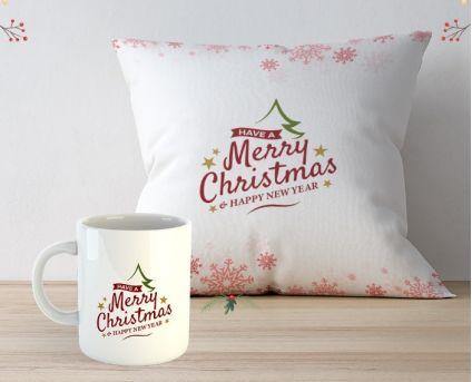 Happy Christmas Cushion with Mug