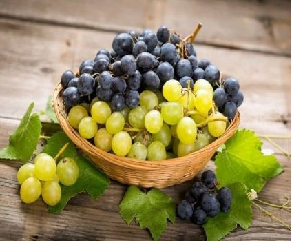 Fresh Grapes with Basket