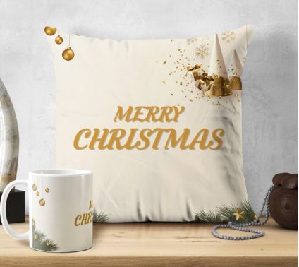 Merry Christmas Pillow N Mug Combo