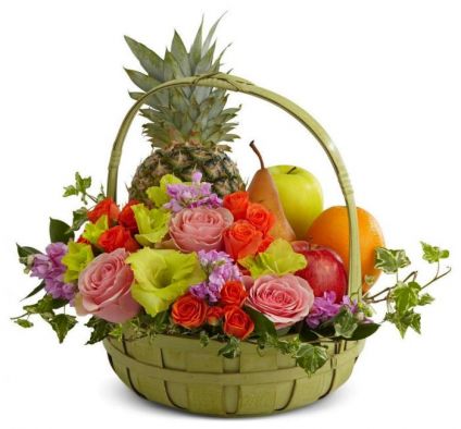 Seasonal Fruits and Flowers Basket