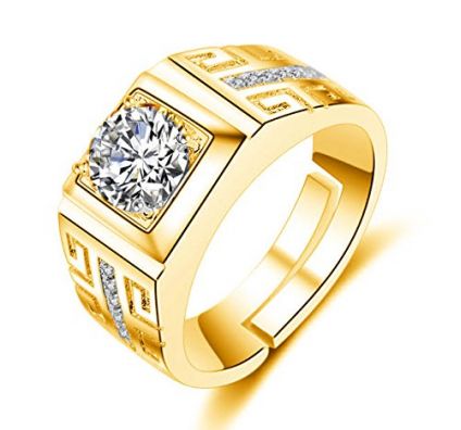 Gold Crystal Adjustable Men's Rings