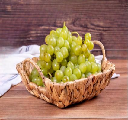 Green Grapes with basket