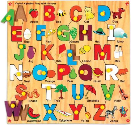 Capital Alphabet Tray Wooden Material