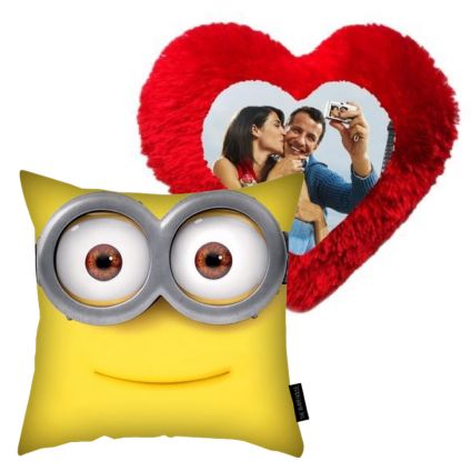 Minions Cushion with Heart Pillow