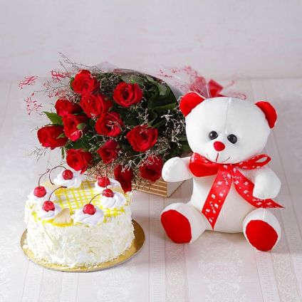 Cake, Flowers with soft toy