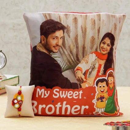 Personalized Cushion with Rakhi