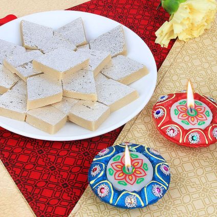 Kaju katli with Diya