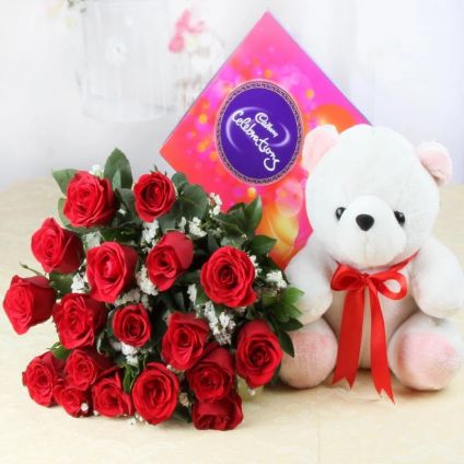 Red Roses With Celeberation pack
