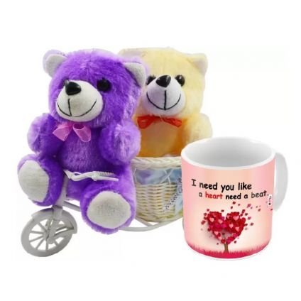 Mug (Customize) with 2 small Teddy