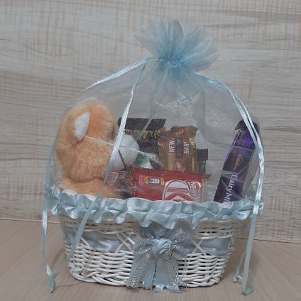 Basket of Mixed Chocolates With Teddy