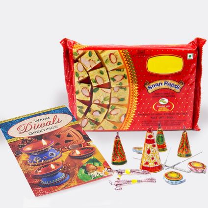 Soan Papdi With Crackers and Greeting Card