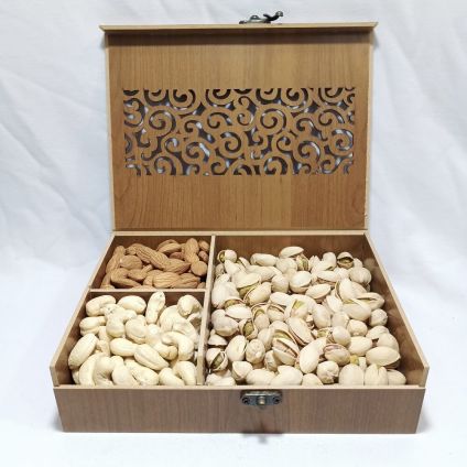 Dry fruits with wooden Box