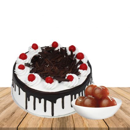 1 Kg Black forest cake with 1 Kg Gulab Jamun