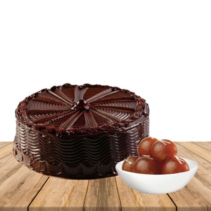 Gulab Jamun and Chocolate cake