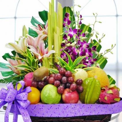 Mixed Flowers With Mixed Fruits