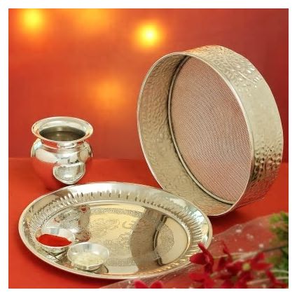 Silver Plated Karwa Chauth Thali Set