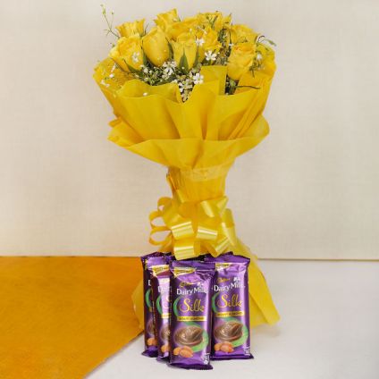Yellow Roses With Silk