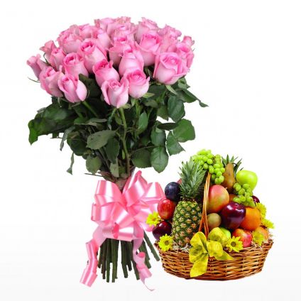 Pink Roses with Fruits