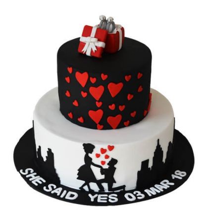 Engagement Fondant Cake 2 Tier