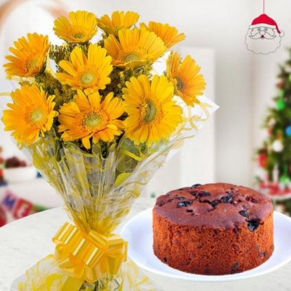 Gerberas With Plum Cake