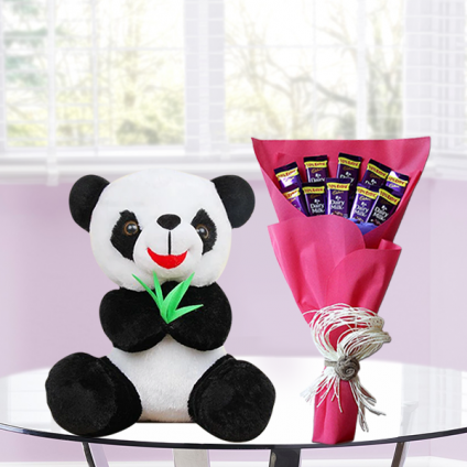 Panda with Chocolate Bouquet