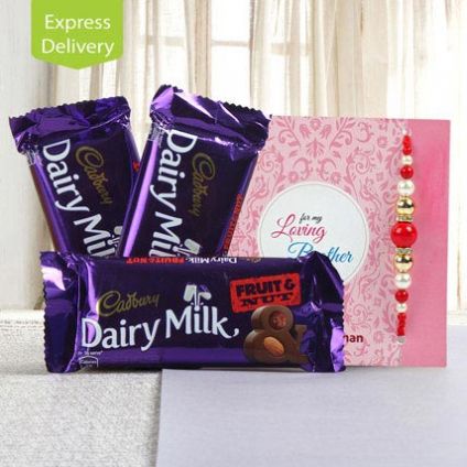 3 Dairy Milk fruits with Rakhi