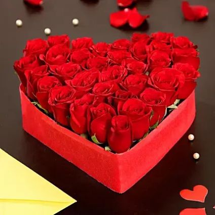 Beautiful Roses with Heart Shape Box