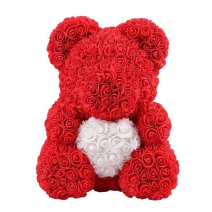 Red & White Flower Teddy Bear