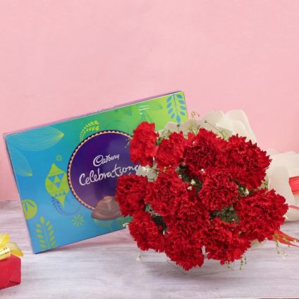 Red Carnation With Celebration Pack