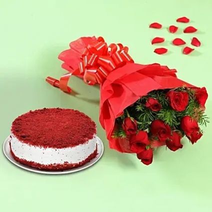 Red Roses With Red Velvet