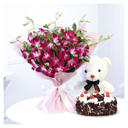 Orchids, Chocolate cake with Teddy