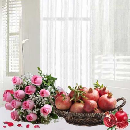 Pomegranates with Roses Basket
