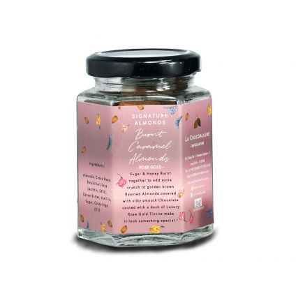 Burnt Caramel Almonds Rose Gold in a jar