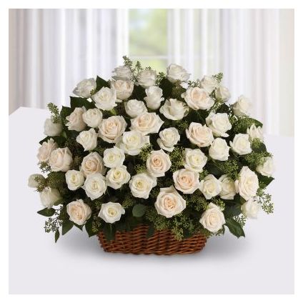 Basket of 30 White roses