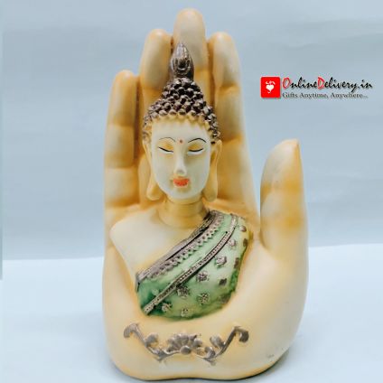 Yellow Handcrafted Buddha Palm Decorative Showpiece